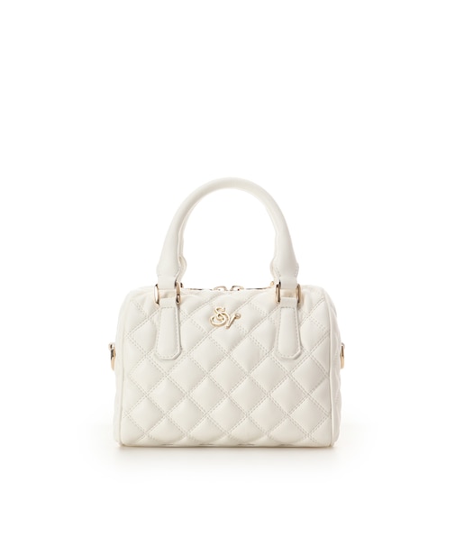 ダブルステッチダイヤキルトハンドバッグ