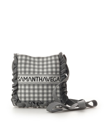 ニットギンガムショルダーバッグ