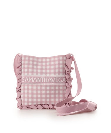 ニットギンガムショルダーバッグ