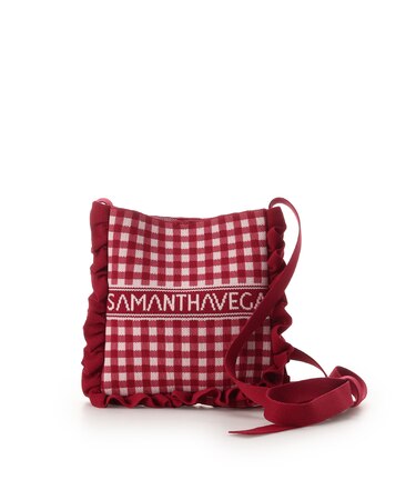 ニットギンガムショルダーバッグ