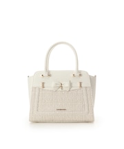 新色ツイードアクセントリボンハンドバッグ