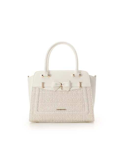 新色ツイードアクセントリボンハンドバッグ