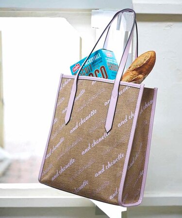 ロゴプリント麻トート