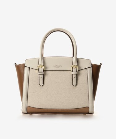 バイカラーキャンバスハンドバッグ