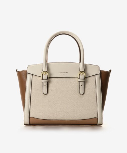 バイカラーキャンバスハンドバッグ