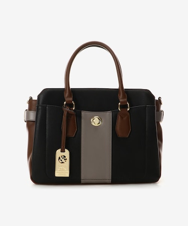 バイカラー　センターラインハンドバッグ