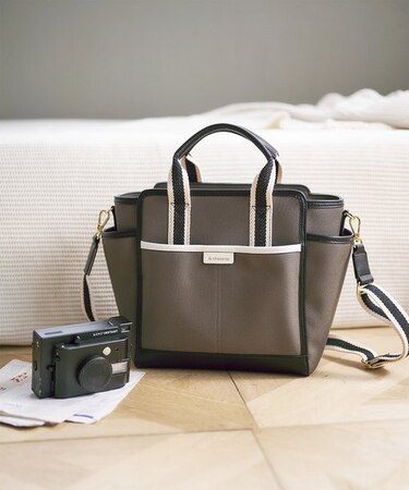 キャンバス風フェイクレザー トートバッグ