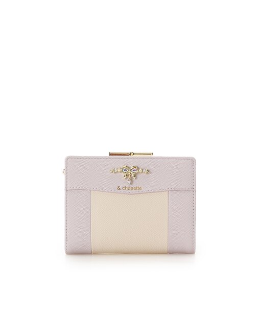 リボンスウィングビジュー付き　口金折財布