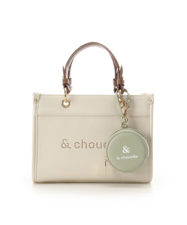 ポーチ付き ドットロゴデザインハンドバッグ