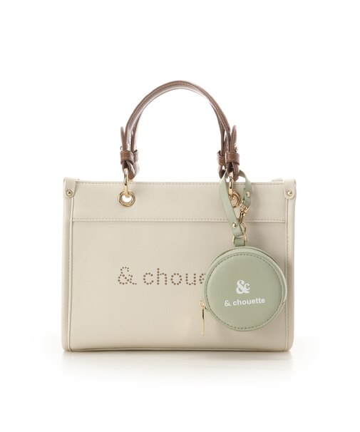 ポーチ付き ドットロゴデザインハンドバッグ