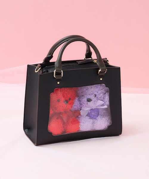 ≪推し事バッグ≫クリアポケット付きビジューぬいぐるみバッグ｜アンド