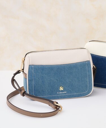 デニム ステッチデザインショルダーバッグ