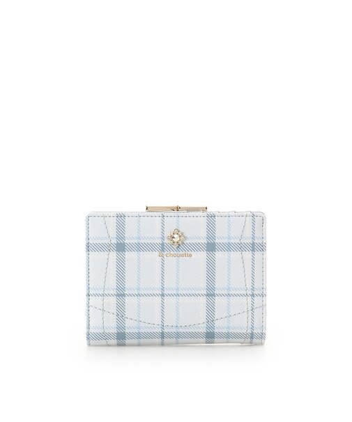 チェックビジュー折財布