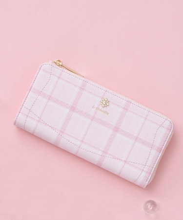 チェックビジュー長財布