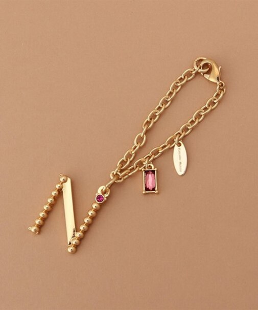 シンプルイニシャルバッグチャーム N