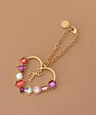 ハートビジューイニシャルチャーム T