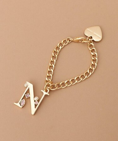 ビジュー付きイニシャルチャーム N