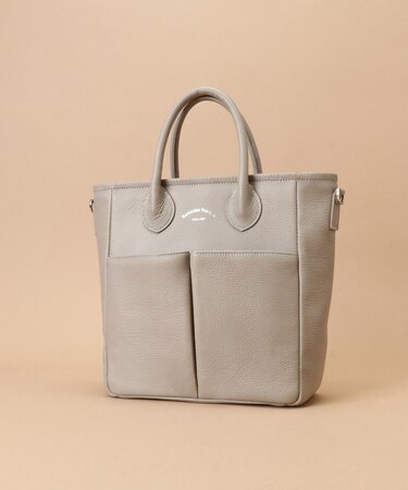 フロントポケット レザートートバッグ 小サイズ