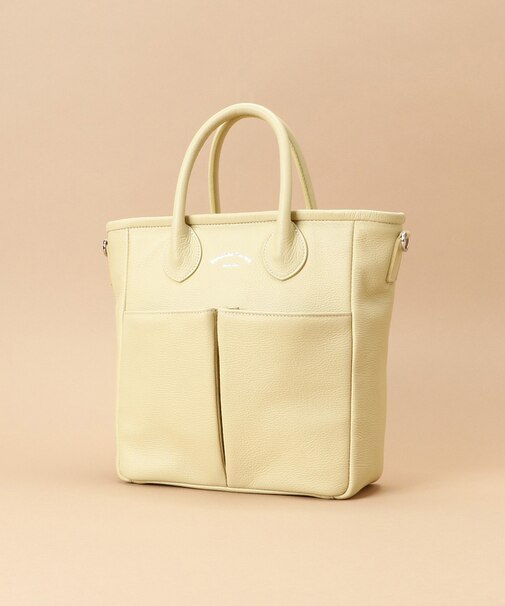 フロントポケット レザートートバッグ 小サイズ