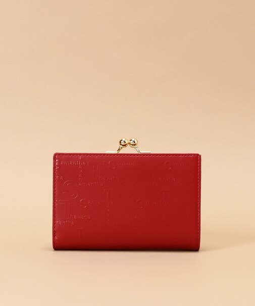 クロスロゴ型押しデザイン 口金折財布