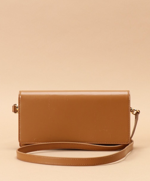 クロスロゴ型押しデザイン ウォレットショルダー