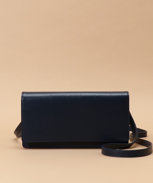 クロスロゴ型押しデザイン ウォレットショルダー