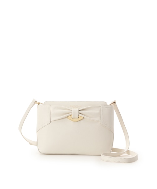 リボンモチーフ スプリットレザーショルダーバッグ