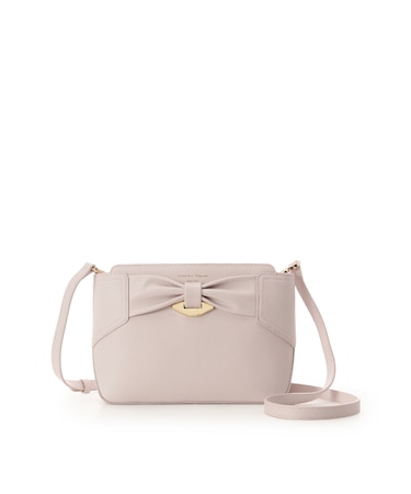 リボンモチーフ スプリットレザーショルダーバッグ