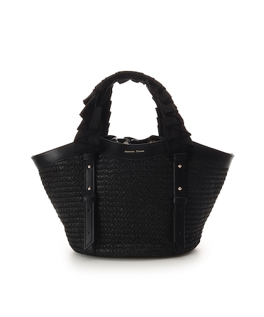 巾着付きフリルハンドルカゴバッグ