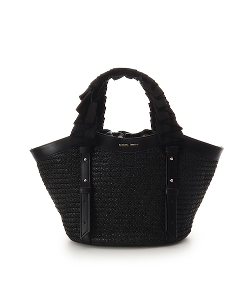 巾着付きフリルハンドルカゴバッグ