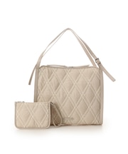 マルチポーチ付き ダイヤキルティングトートバッグ