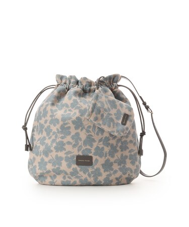 ミニ巾着ポーチつき フラワーデザインショルダーバッグ