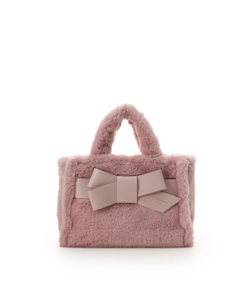 ワンポイントリボン ファーバッグ