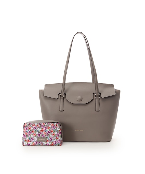 花柄ポーチ付き かぶせトートバッグ