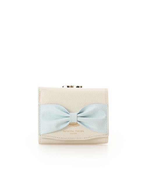 バイカラーリボンモチーフ口金折財布