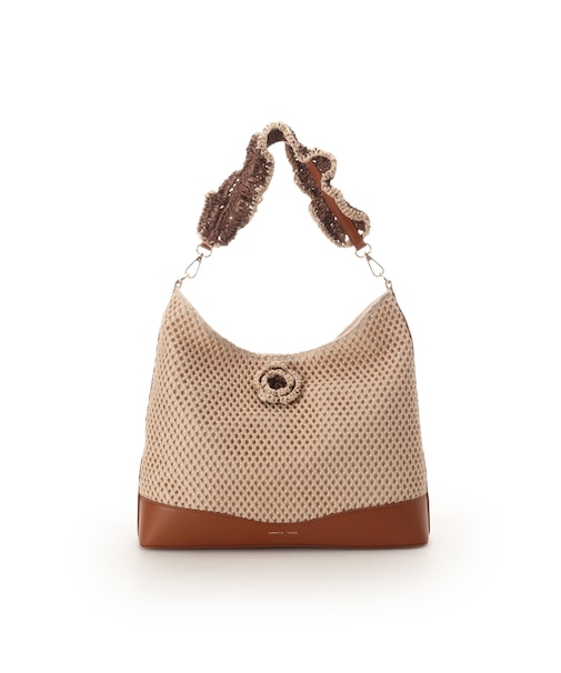 ワンポイントフラワーモチーフ フリルバッグ