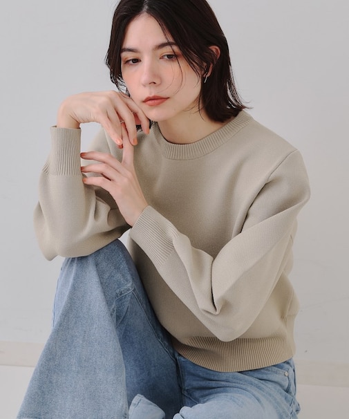 ラメボリュームスリーブニット【洗濯機洗い可】