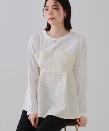 ジャカードビスチェドッキングトップス【洗濯機洗い可】