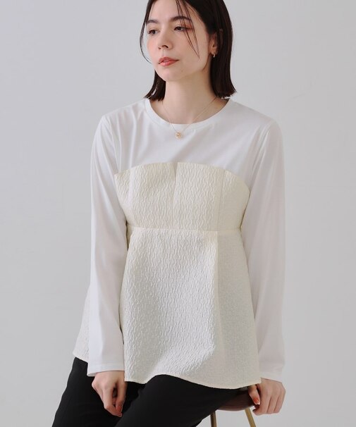 ジャカードビスチェドッキングトップス【洗濯機洗い可】