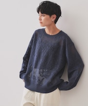 フワラー柄シアーメッシュニット【洗濯機洗い可】