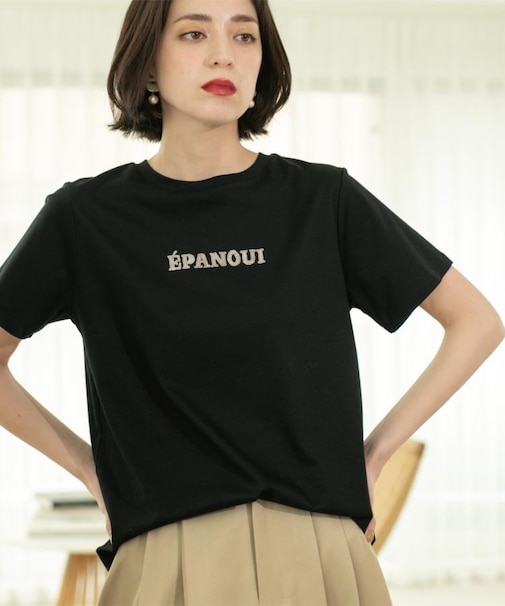 刺繍＆スパンコールロゴTシャツ【洗濯機洗い可】