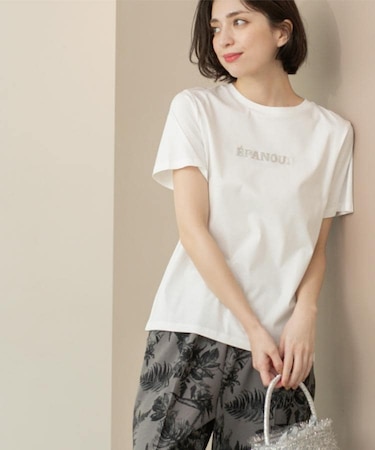 刺繍&スパンコールロゴTシャツ【洗濯機洗い可】