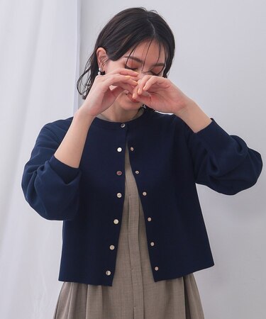 スナップボタンショートニットカーディガン【洗濯機洗い可/抗ピル】