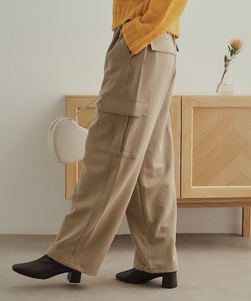 ヘリンボーンイージーカーゴパンツ【洗濯機洗い可】