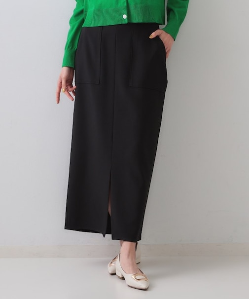 《5色展開/S-LLサイズ》リネンライクストレッチタイトスカート【洗濯機洗い可】