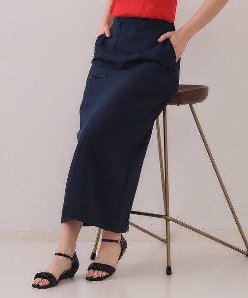 《5色展開/S-LLサイズ》リネンライクストレッチタイトスカート【洗濯機洗い可】