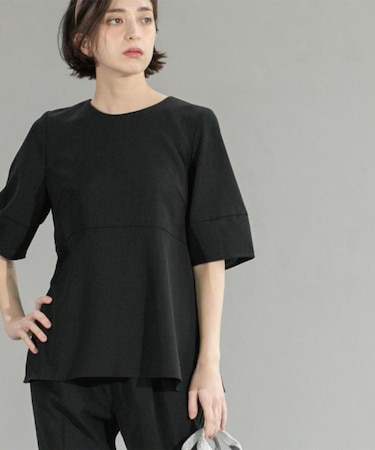 《6色展開》ストレッチペプラムブラウス/セットアップ対応【洗濯機洗い可/防シワ】