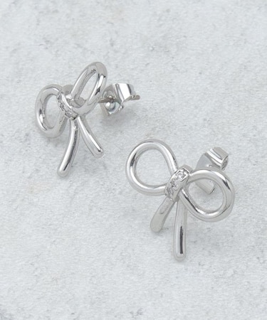 リボンモチーフビジューピアス