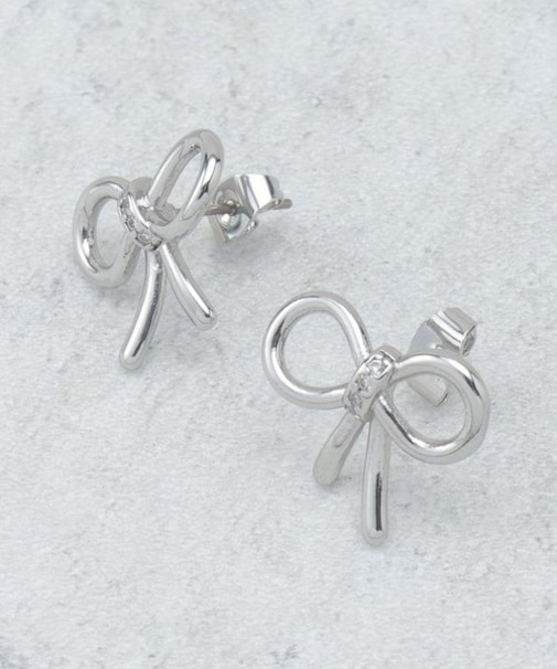 リボンモチーフビジューピアス