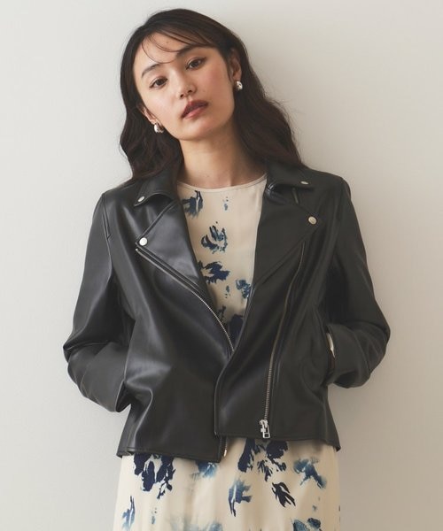 シンセティックレザーライダースジャケット【洗える】｜オペーク